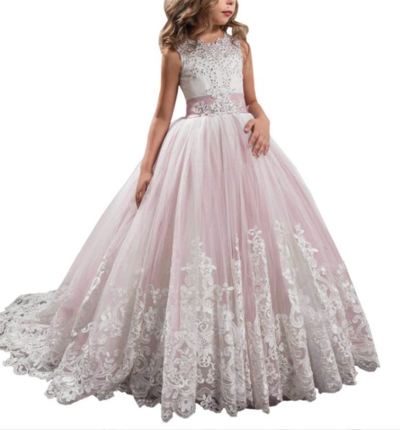Europe And The United States New Children's Clothing Lace Wedding Dress - Image 7