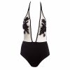 Embroidered Halter Sexy Lingerie Siamese Bikini - Image 5