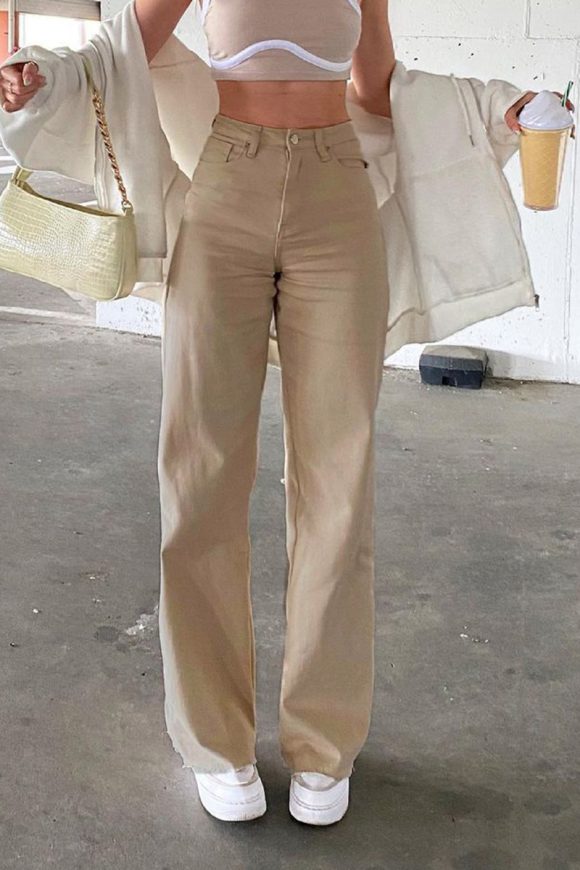 Jeans Women's Loose Wide-legged All-match Khaki Casual Trousers - Image 3