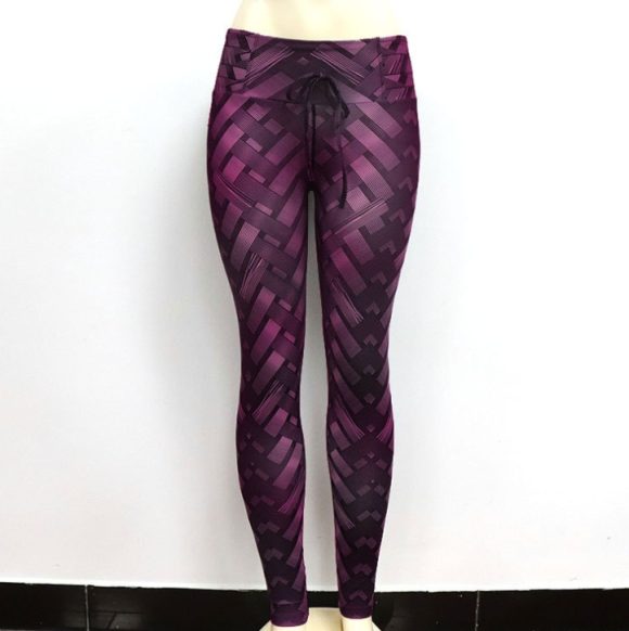 High Waist Iron Weave Print Push Up Yoga Workout Leggings - Image 2