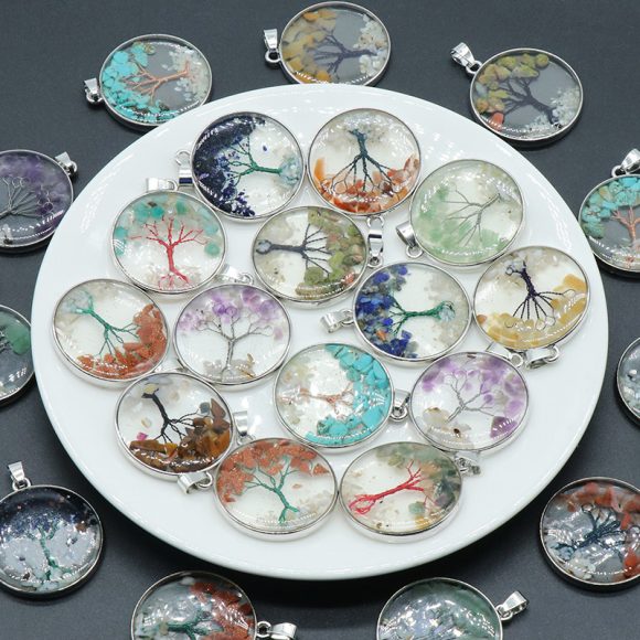 33mm Lucky Tree Gravel Pendant Natural Crystal Stone DIY Hanging Ornament - Image 6