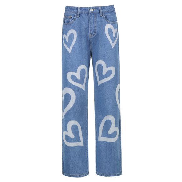 Love graffiti women high waist straight slim jeans - Image 2