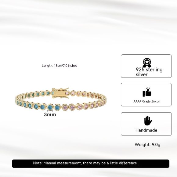 S925 Sterling Silver Two-tone Zircon Fashion All-match Bracelet - Image 8