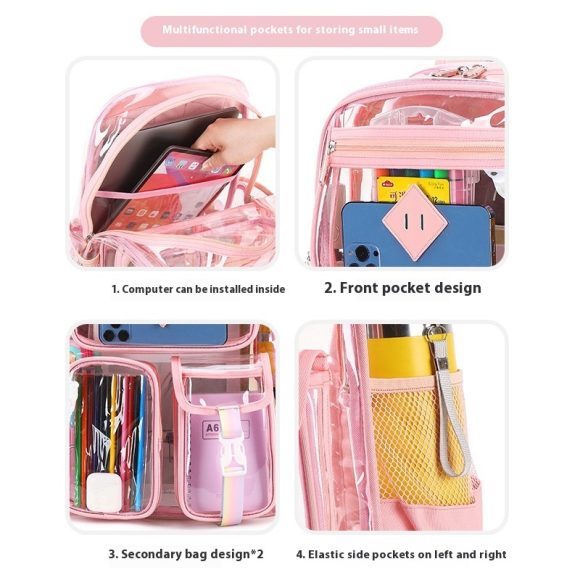 Transparent Bag Waterproof Primary School Student Schoolbag For Junior High School Grade - Image 5
