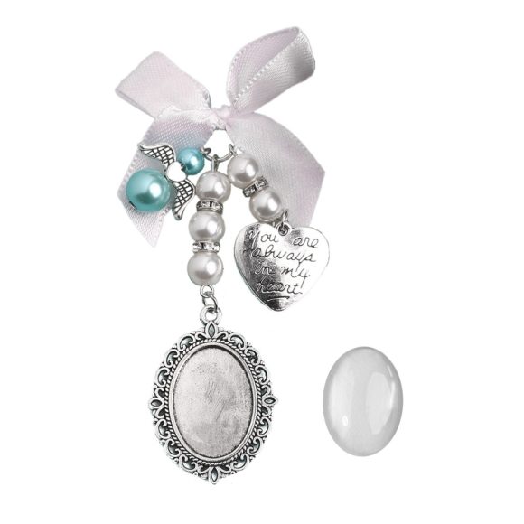 Bow Knot Pearl Love Photo Pendant Gem Holder Wings Photo Frame - Image 6