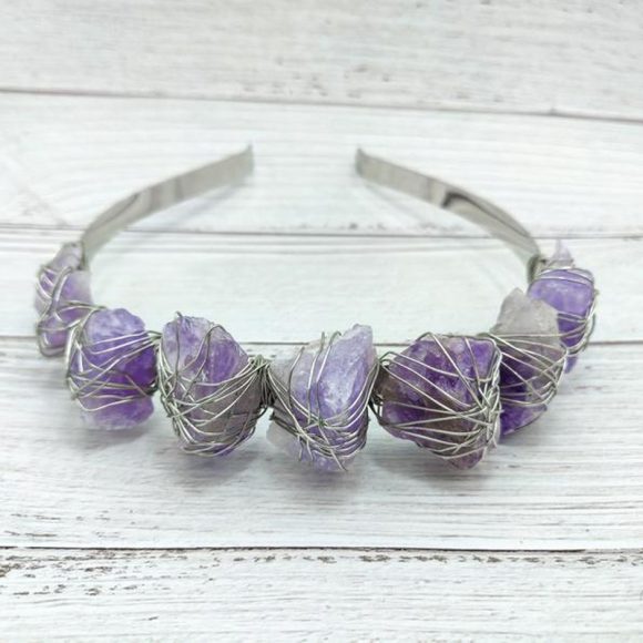 Natural Crystal Quartz Crown Born Amethyst Gemstone Wedding Headdress - Image 6