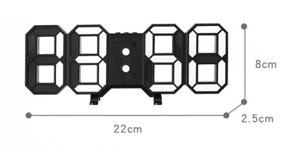 3D Remote Control Black LED Electronic  Hung And Can Stand Wall Clock - Image 3