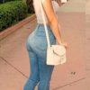 Europe and America sexy slim bag hip pencil jeans blue large size women's jeans - Image 2