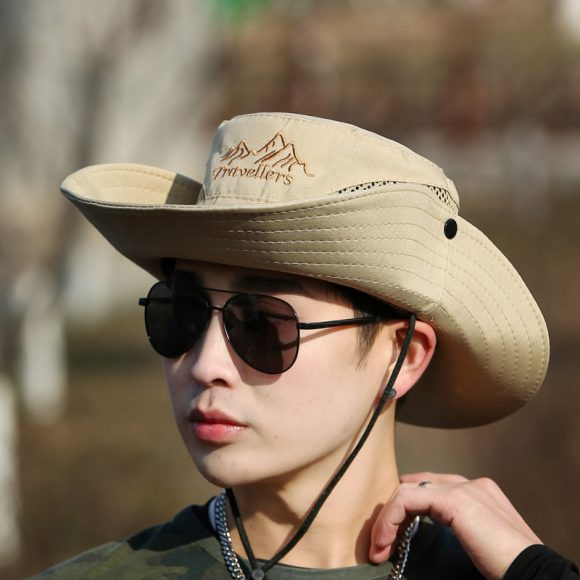 Mountaineering Fishing Sunscreen Travel Breathable Large Eave Visor Hat For Men - Image 6