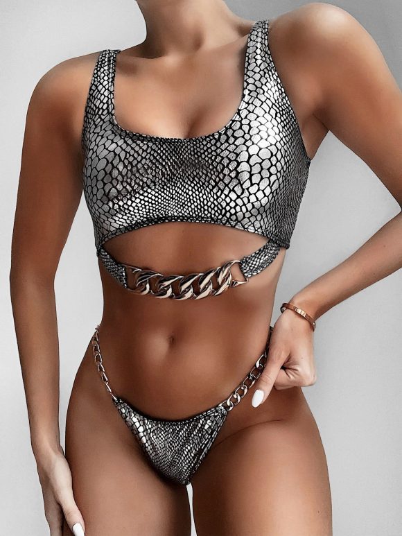 Bronzing fabric ladies split swimwear - Image 4