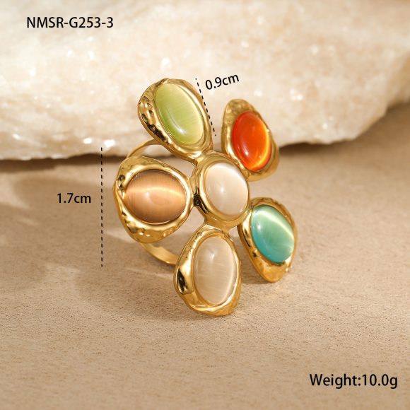 Colorful Opal Hammered Flower Earrings Suit - Image 8