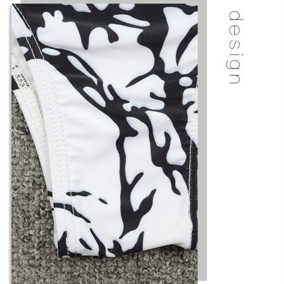 Bikini Ladies Swimwear Split Tie Dye Tied Black And White - Image 2