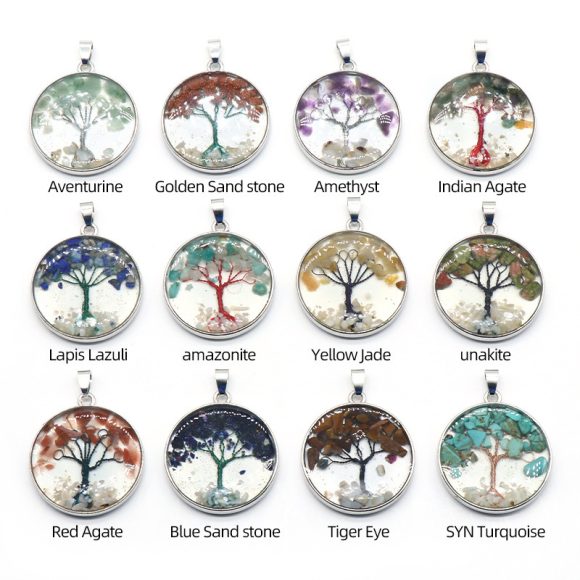 33mm Lucky Tree Gravel Pendant Natural Crystal Stone DIY Hanging Ornament - Image 5