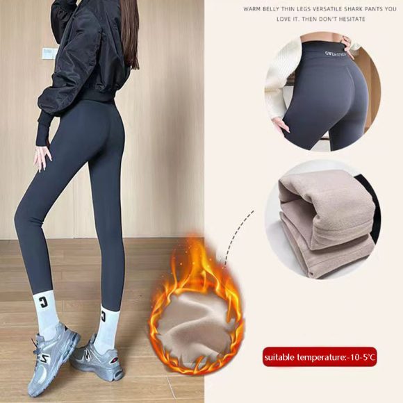 Fleece Thickened Leggings Winter -20 To 5 Shark Pants For Women High Waist Tight Skinny Tummy Control Buttocks Slimming Yoga Pants - Image 2