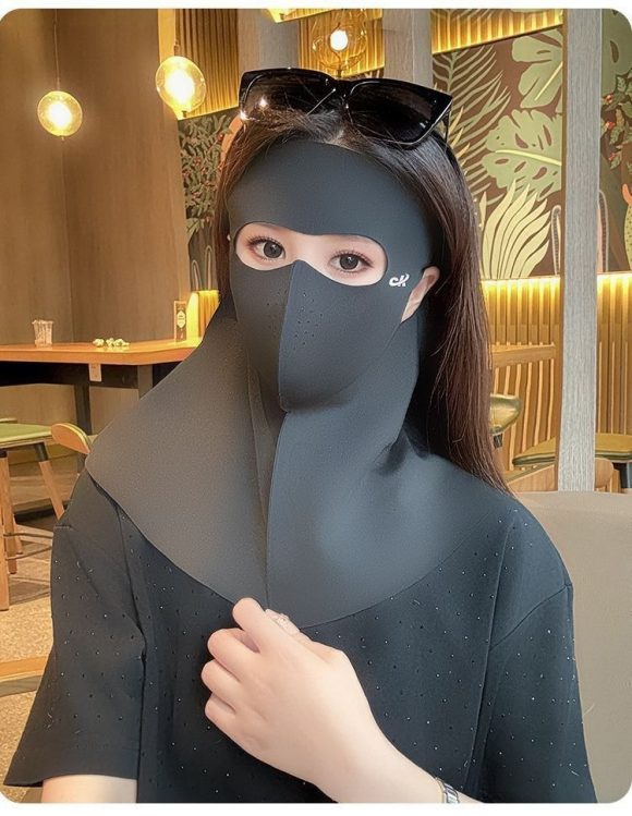 Summer Ice Silk Full Face Seamless Neck And Forehead Integrated Sun Mask - Image 4