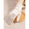 White Satin Short Gloves Lace Pearl Accessories - Image 6