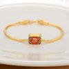 Alluvial Gold Ancient Gold Color Pure Copper Blessing Card Lucky Beads Bracelet - Image 4