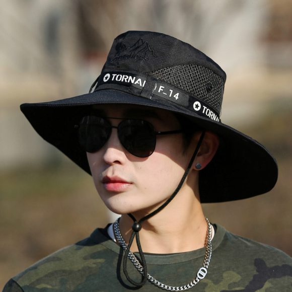 Mountaineering Fishing Sunscreen Travel Breathable Large Eave Visor Hat For Men - Image 3