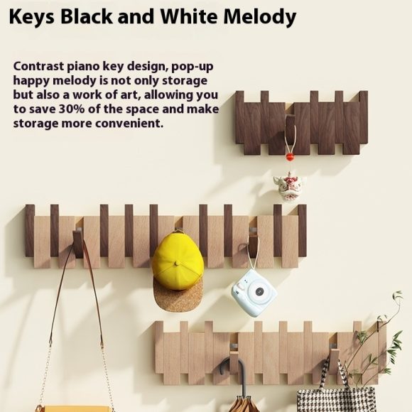 Solid Wood Simplicity Keys Clothes Hook Wall Home Door Hallway Hanger Punch-free - Image 7