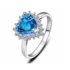 Micro Inlaid Zircon Heart Of The Ocean Necklace Ring Earings Set - Image 6