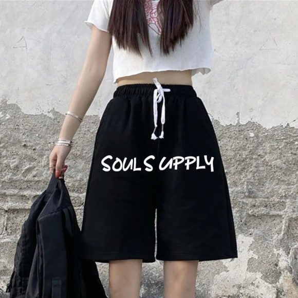 Summer New Loose High Waist Slimming Black Wide-leg Sports Shorts For Women - Image 8