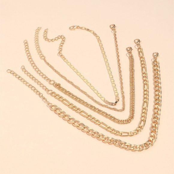 Simple Graceful Metal Chain Retro Creative Snake Chain Anklet Five-piece Set - Image 5