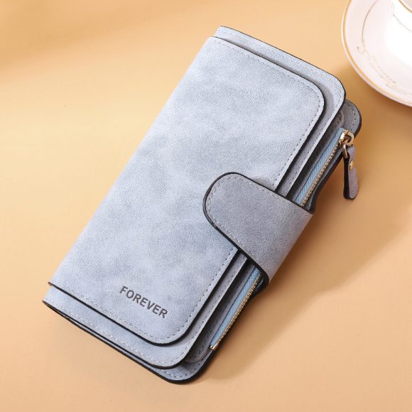 Women's Long Wallet Trifold Matte Leather Clutch - Image 10