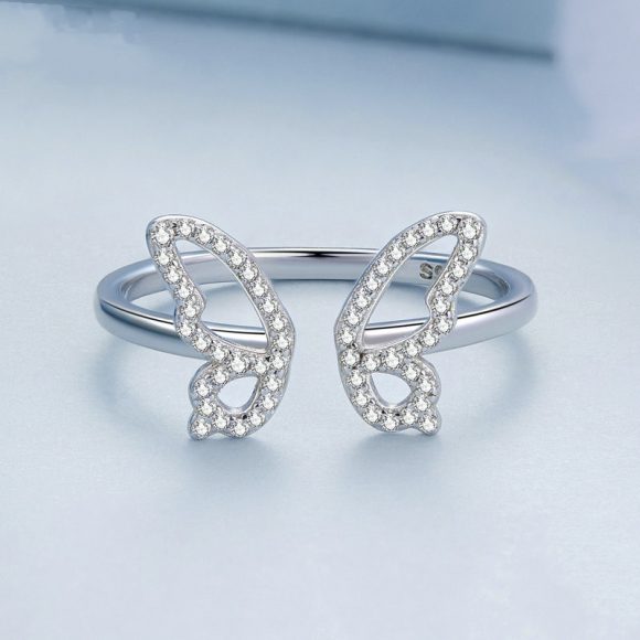 White Gold Plated Zircon Hollow Insect Ring - Image 3