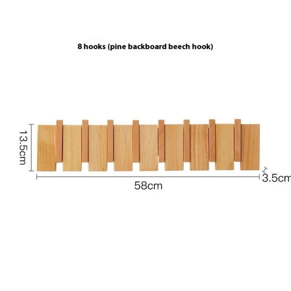 Solid Wood Simplicity Keys Clothes Hook Wall Home Door Hallway Hanger Punch-free - Image 3