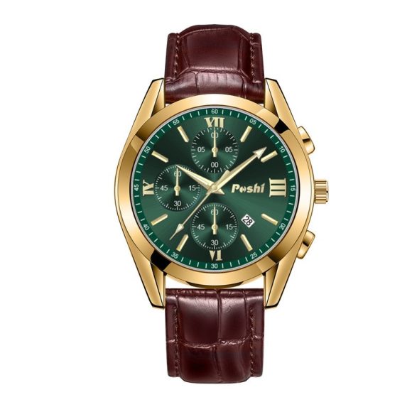 Fashion Men's Quartz Watch High-end Business Waterproof Watch Genuine Leather - Image 4