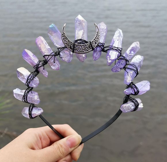 Natural Crystal Electroplating Frosted Crystal Witch Headband - Image 9