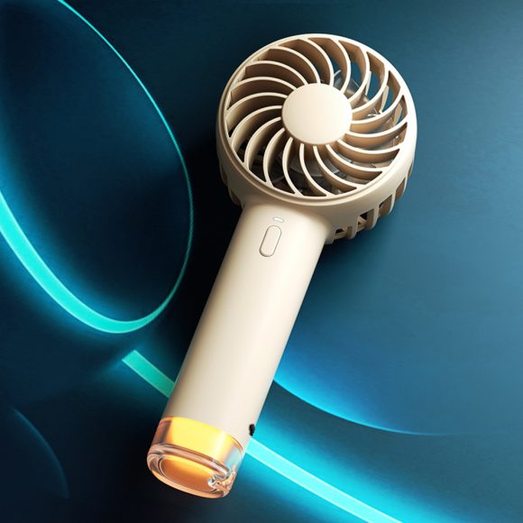 Little Bee Portable Color Cute Charging Wearing Small Lamp Handheld Electric Fan Round Handle - Image 6