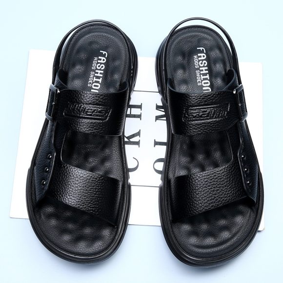Soft Leather Men's Casual Beach Shoes Latex Pad - Image 2
