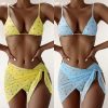 Women's Beach Style Printed Swimsuit Three Piece Set