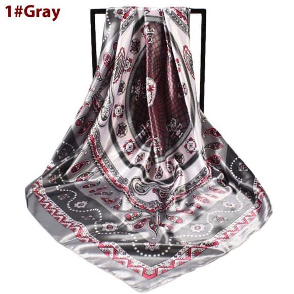 Minimalist Pattern Satin Kerchief Cashew Nut Silk Towel - Image 2