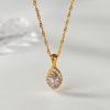 Olive Shaped Horse Eye Zircon Full Drill Titanium Steel Necklace - Image 3