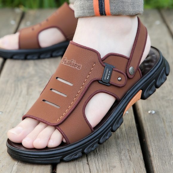 Men's Sandals Summer Slippers Dual-use Non-slip Wear-resistant Soft Bottom Beach Shoes - Image 4