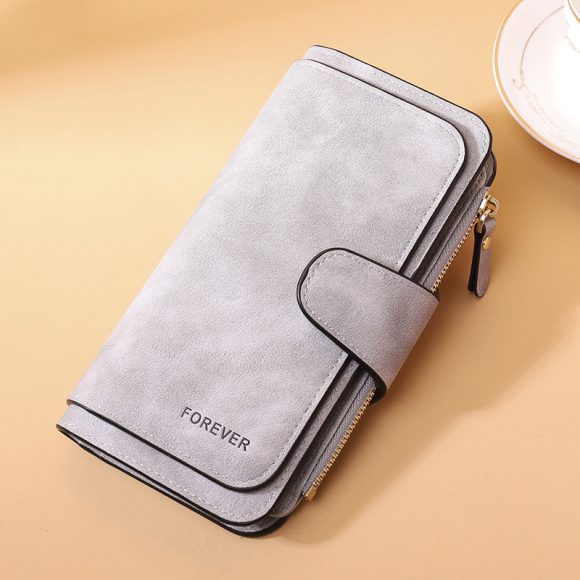 Women's Long Wallet Trifold Matte Leather Clutch - Image 9