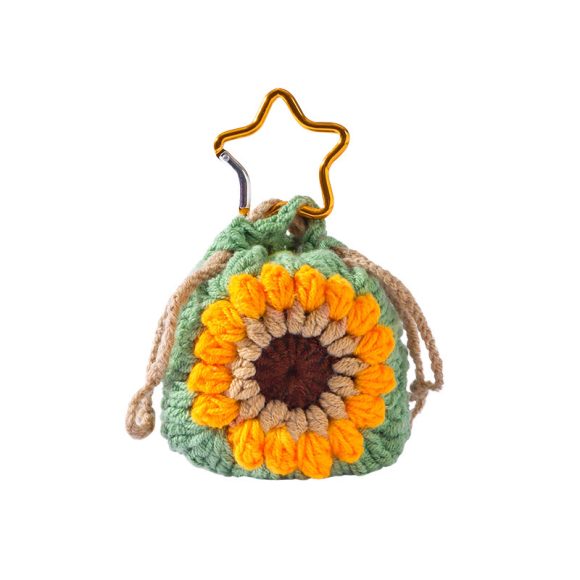 Wool Hand-woven Sunflower Earphone Bag Finished Pendant - Image 5