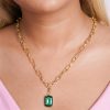 Fashionable Retro Emerald Rhinestone Necklace For Women