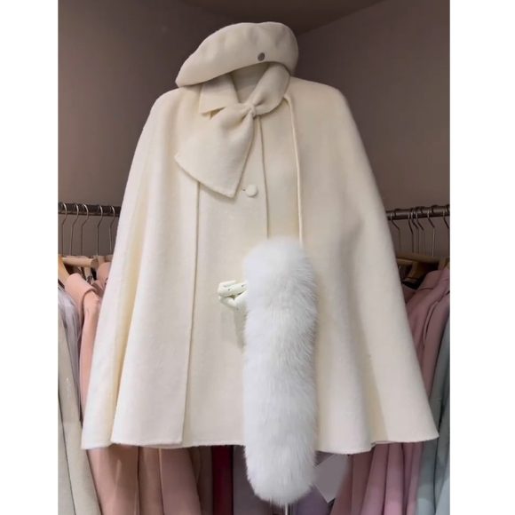 Small White Woolen Thick Coat - Image 2
