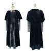 Halloween Women Medieval Gothic Witch Maleficent Horror Scary Cosplay Costume Carnival Party Ghost Long Black Hooded Dress - Image 3