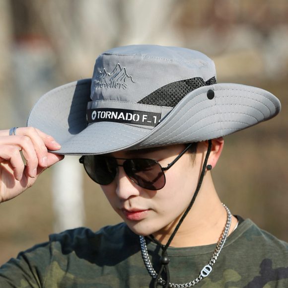 Mountaineering Fishing Sunscreen Travel Breathable Large Eave Visor Hat For Men - Image 2
