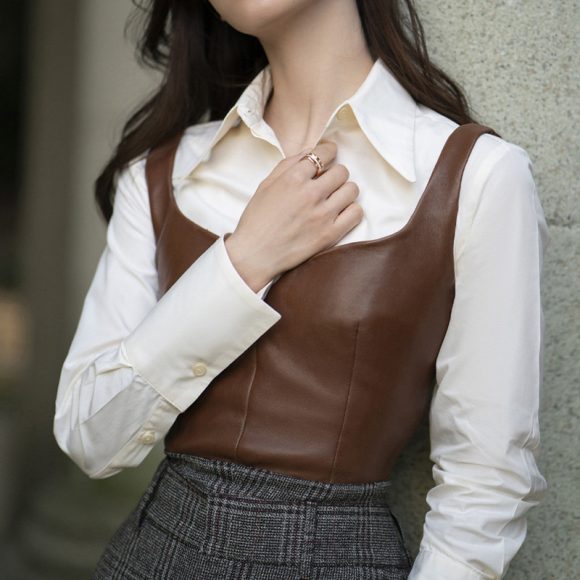 Outer Wear Genuine Leather Small Sling Vest Coat - Image 9
