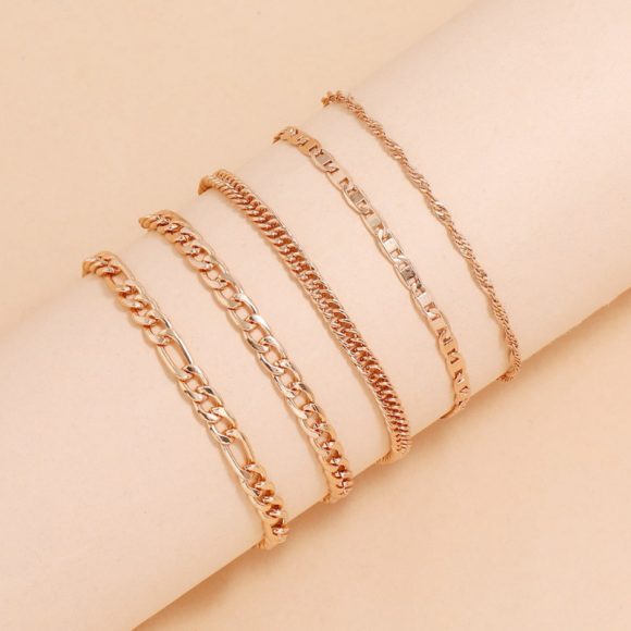 Simple Graceful Metal Chain Retro Creative Snake Chain Anklet Five-piece Set - Image 7