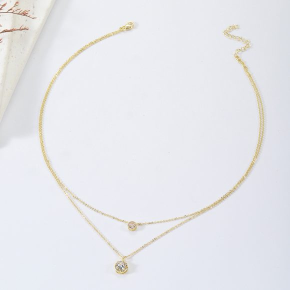 Sparkling Three-dimensional Zircon Pendant Necklace, Women's Exquisite Double-layer Collarbone Chain Jewelry Gift, Suitable For Engagement, Party, Holiday Gifts - Image 7