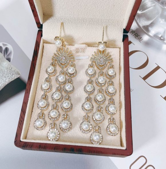 Micro Inlay Zircon Style Beaded Fringe Earrings - Image 4