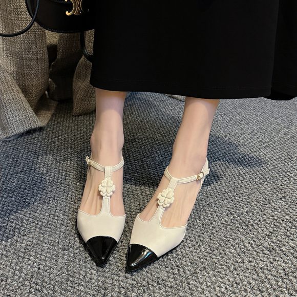 Women's Flower Stiletto Heel Pointed Toe Shallow Mouth Shoes - Image 4