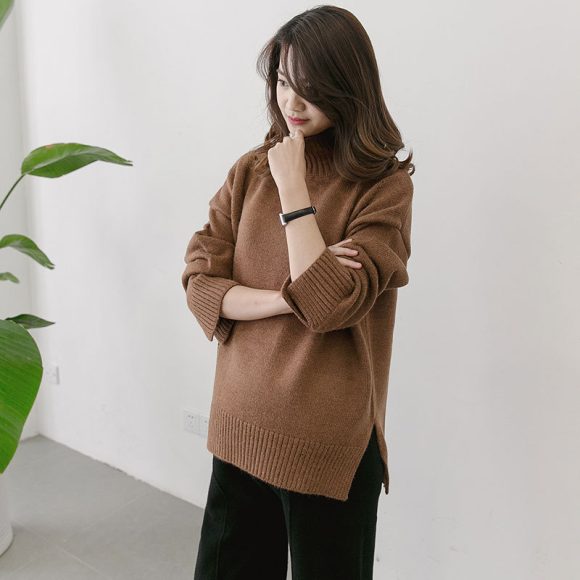 Korean winter new maternity pregnant women sweater size loose turtleneck sweaters backing - Image 4
