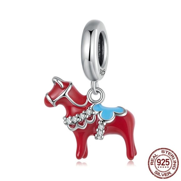 Wooden Horse Pendant S925 Sterling Silver Dripping Oil - Image 3